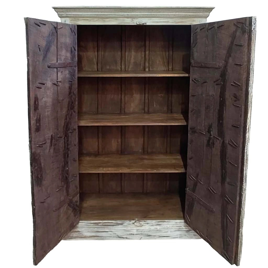 Armadio in legno con finitura artigianale marrone, 120x46x170h cm