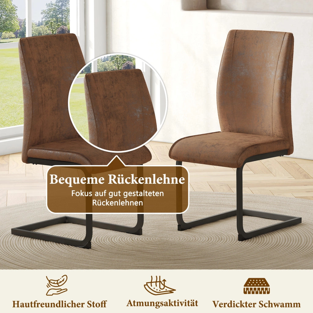 SEDIA da pranzo ergonomica Set da 2 pezzi 43x44,5x5 cm tessuto marrone