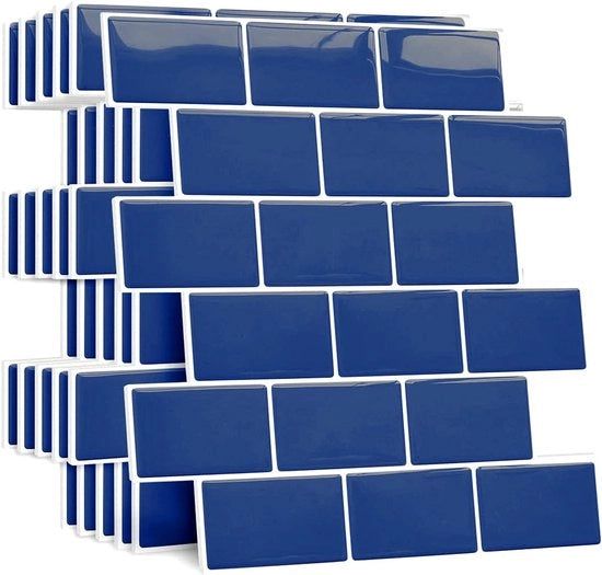 Sostitutivi di piastrelle per bagno e cucina 3D, adesivi per piastrelle in vinile, pellicola per piastrelle autoadesiva, piastrelle in PVC metro, bianche, autoadesive (10, blu)