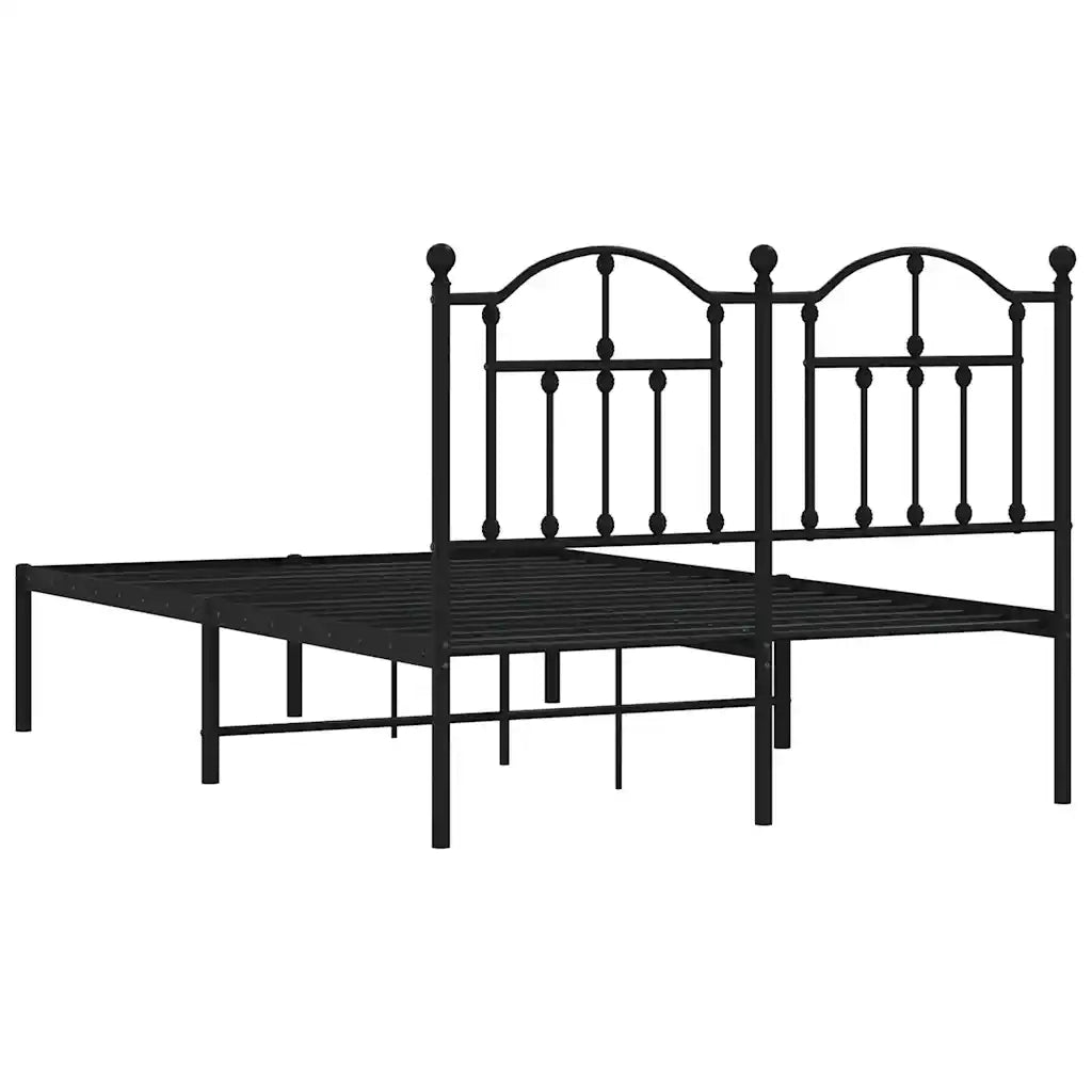Giroletto con Testiera-Struttura Letto con testiera in Metallo Nero 120x190 cm 495193