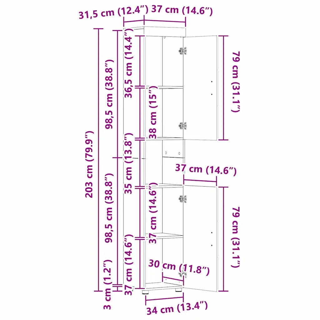 Set di mobili per il bagno TULUM 3 pz Bianco Lucido 3398038