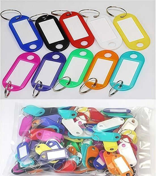 Sostegno per chiavi in plastica, anello per chiavi, anelli per chiavi - 10 colori, 120 pezzi 5 x 2,2 cm.