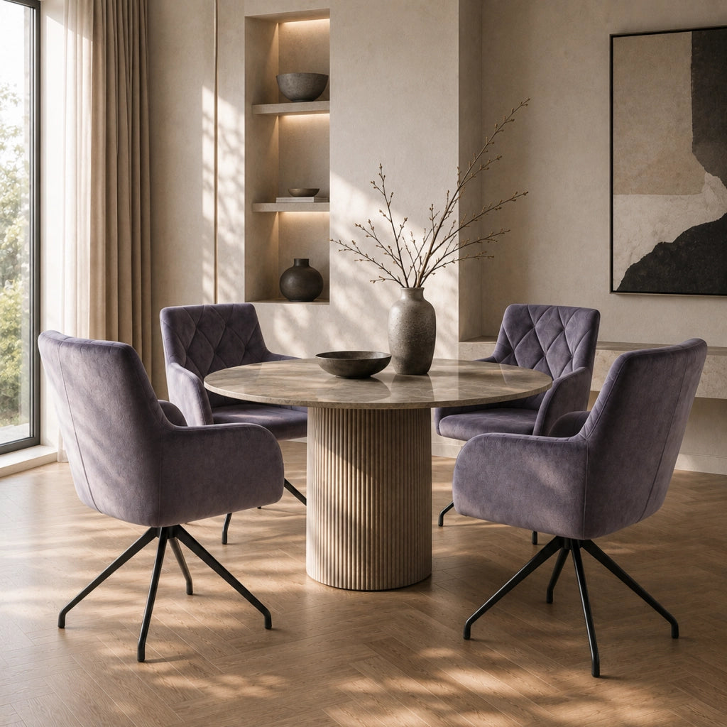 Sedie da pranzo set da 4 con braccioli e schienale ergonomico imbottito gambe in metallo velluto grigio scuro