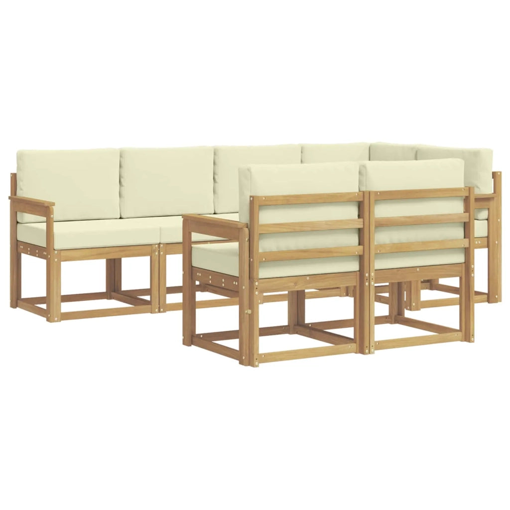 Set di divani da esterno 7 pz Bianco e Crema Poliestere 3387759