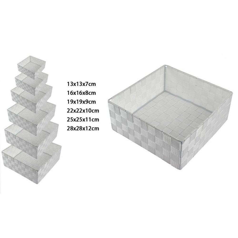 Trade Shop - 6 Pz Scatola In Tessuto Contenitori Organizer Bagno Armadio Porta Oggetti Grigio 79073 -