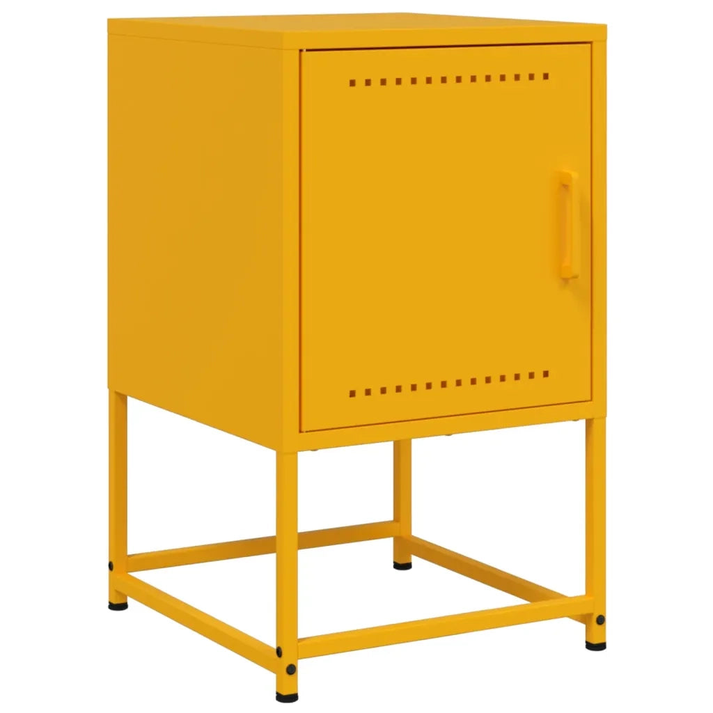 Comodino | Armadio da Notte | Mobiletto da notte Giallo Senape 36x39x60,5 cm in Acciaio
