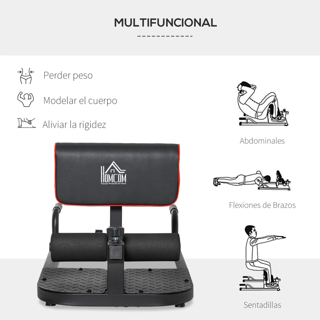 Macchinario per Squat 3 in 1 ¨C zephmum ¨C Attrezzo Multifunzione per Addominali e Supino Nero