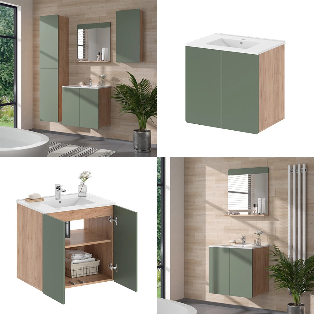 Vicco Set di mobili da bagno Goldkraft rovere/verde