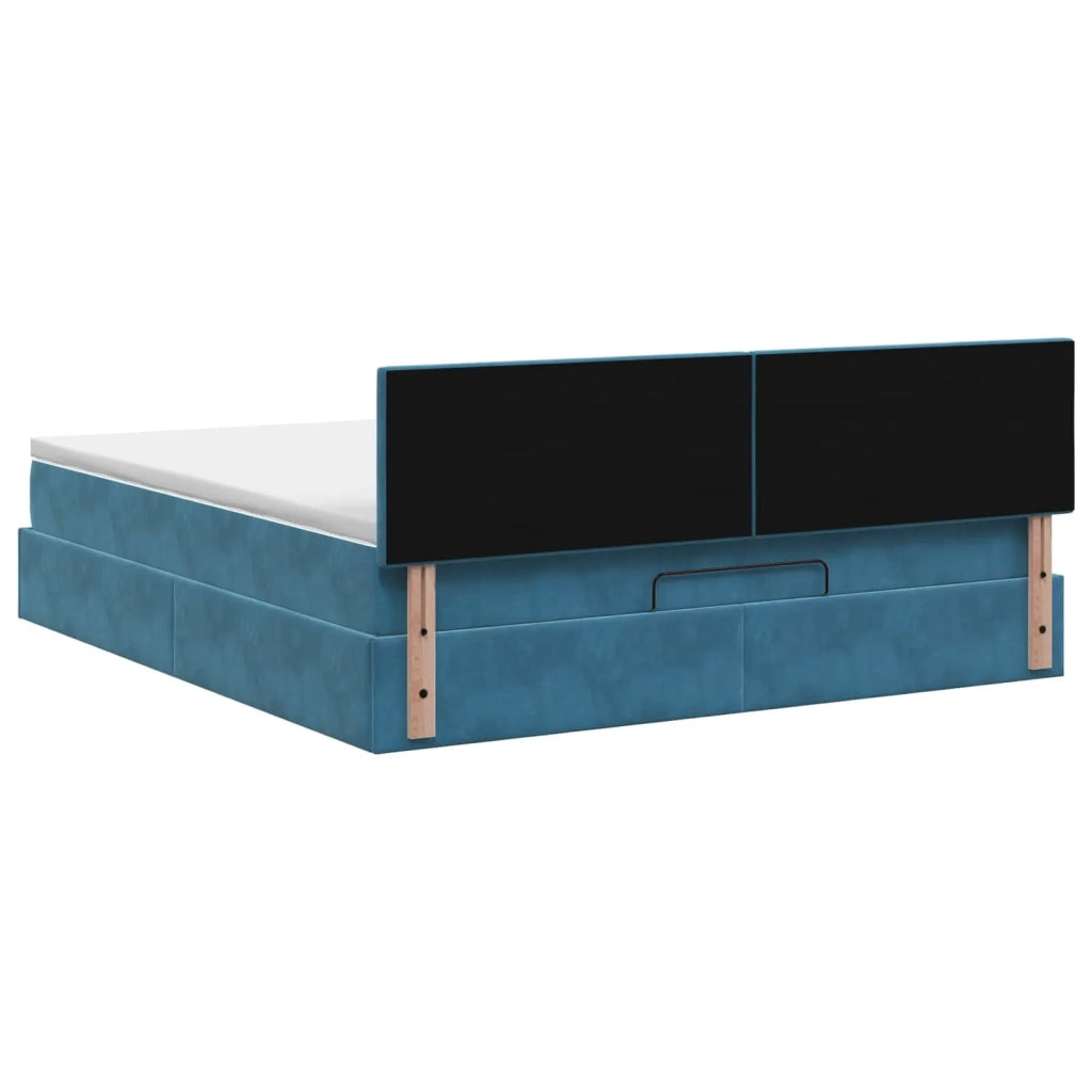 Letto Ottomano con Materasso e LED Blu scuro 180 x 200 cm 3457159