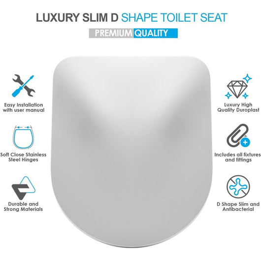 Lussuoso e sottile sedile per wc a forma di d, antibatterico, co