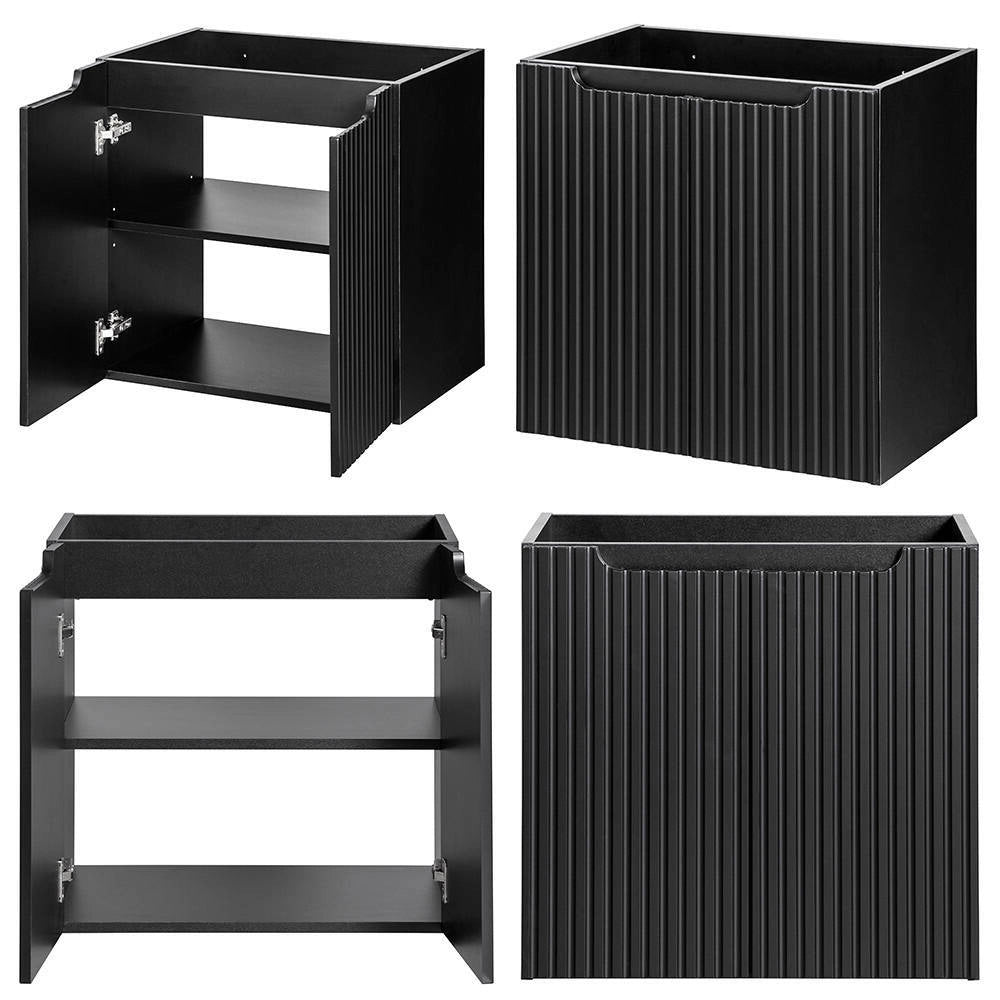 Mobile Sottolavabo NEWPORT da Parete con 3 Ante e Ripiano 80x60x40 cm - Nero [en.casa]