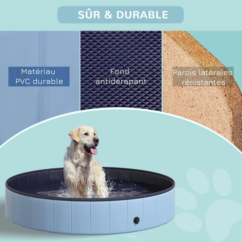 Vasca per cani PVC pieghevole antiscivolo ¨C zephmum ¨C Blu 160x30 cm