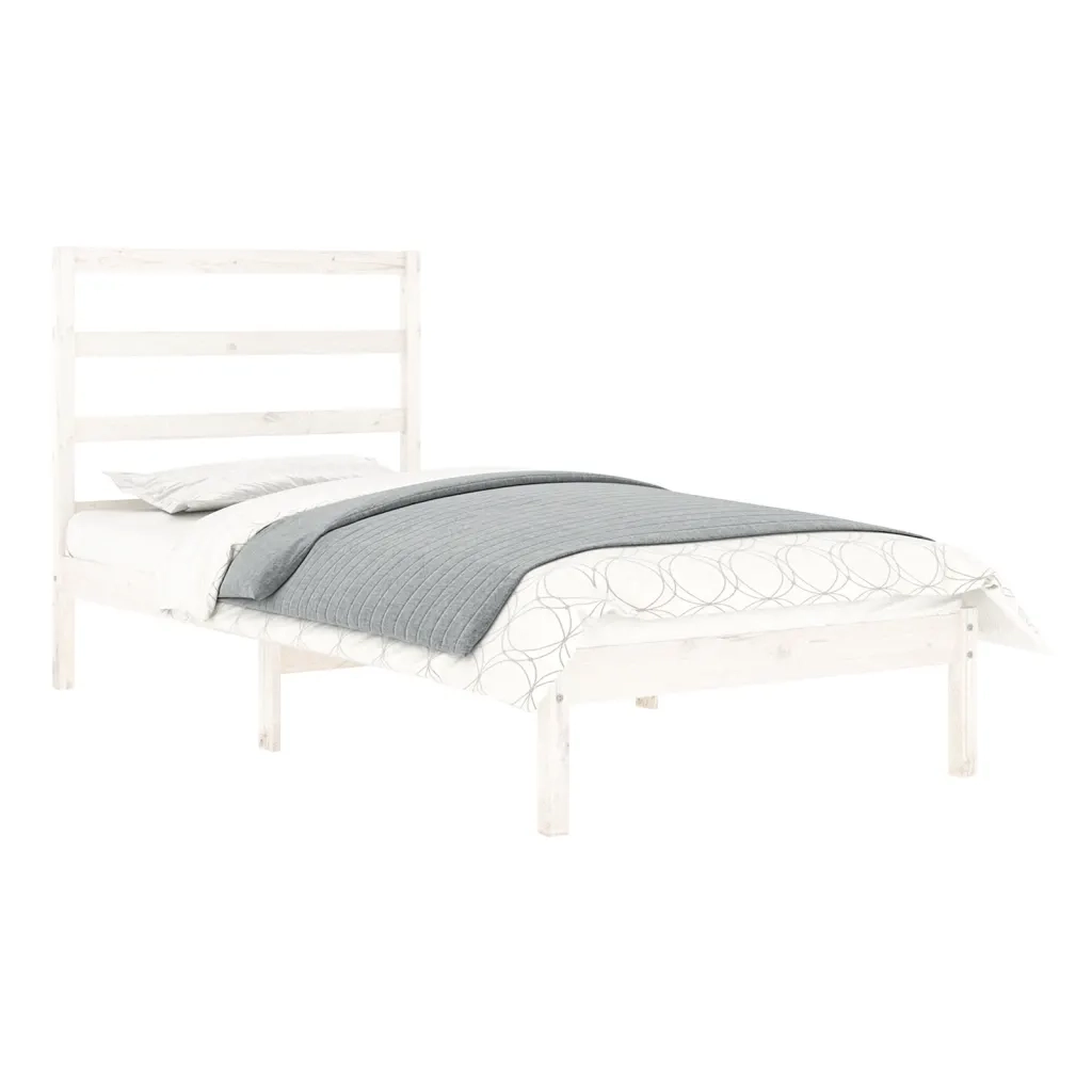 Giroletto-Struttura Letto Bianco in Legno Massello 90x190 cm Single 901584