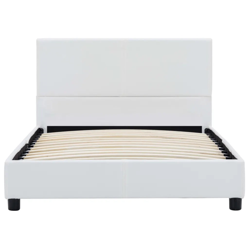 Letto singolo | Letto per adulti | Giroletto Bianco in Similpelle 100x200 cm