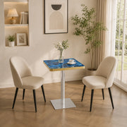 TAVOLO Quadrato 60x60 cm Effetto marmo Blu con struttura in metallo
