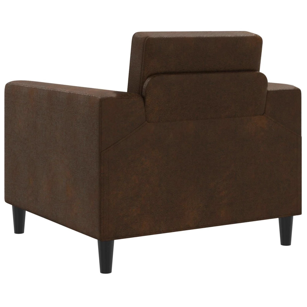 Poltrona-Divano Sedia-Poltroncina Marrone Pelle Scamosciata Sintetica