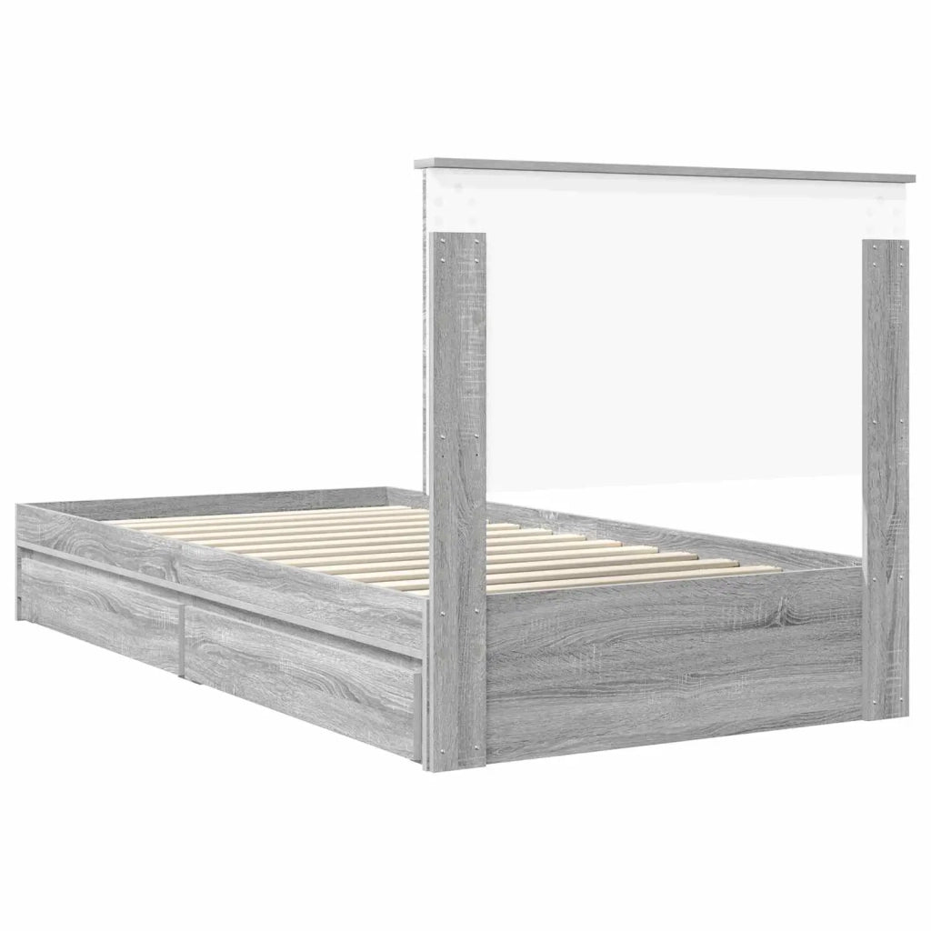Letto con Contenitore con testiera Grigio Sonoma 100 x 200 cm