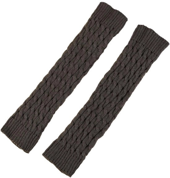 Due paia di calze calde e versatili, calzettoni per gambe, calze elastiche e intrecciate, calze riscaldanti per gambe, calze per piedi, adatti per abbigliamento interno ed esterno, 40*8cm, colore grigio scuro.