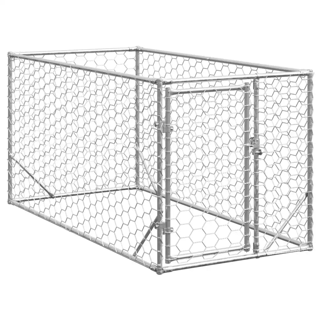 Cuccia per Cani da Esterno con Porta 2x1x1 m Acciaio Zincato