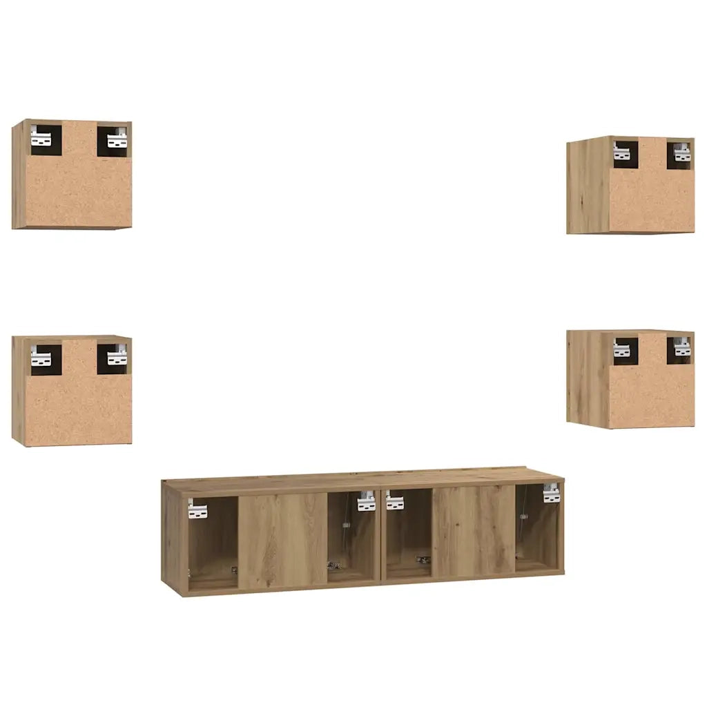 Set mobile TV 6 pcs Rovere artigianale Legno multistrato 3393143