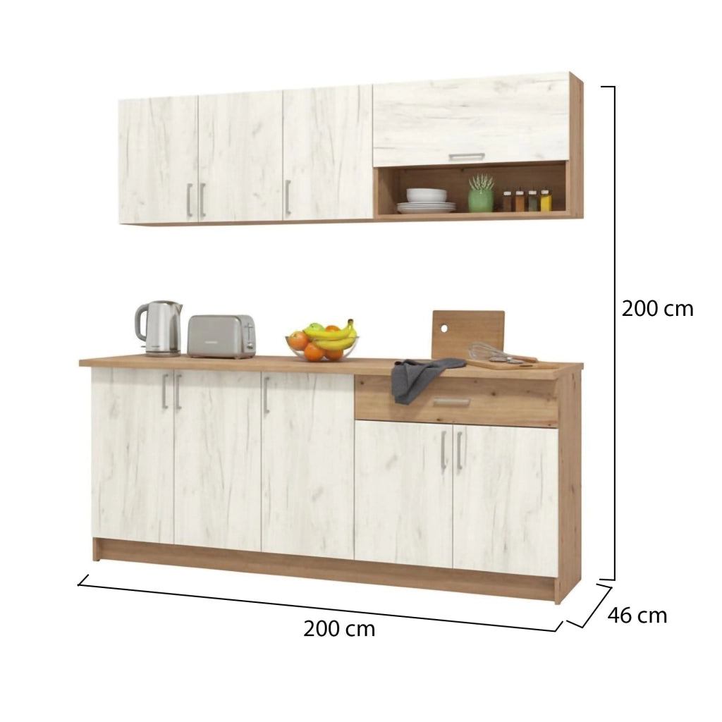 Cucinino Surano, Cucina un Cassetto, Elettrodomestici non inclusi, Bianco Larice