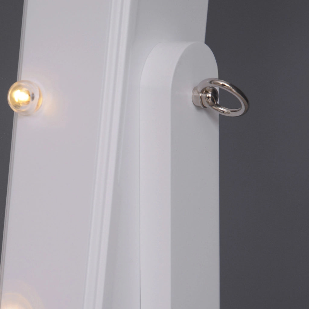 Armadio Specchiera Porta Gioielli con 20 Luci LED ¨C Xylo ¨C Bianco 40x37x146 cm