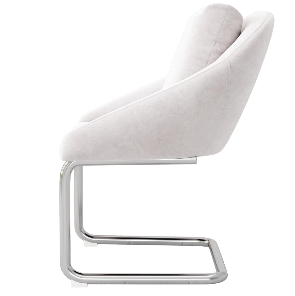 Set di 4 sedie ergonomiche in velluto con struttura in metallo beige