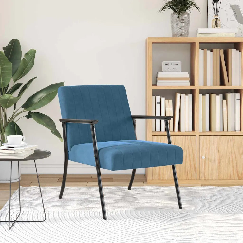 Poltrona-Divano Sedia Blu Velluto 836692
