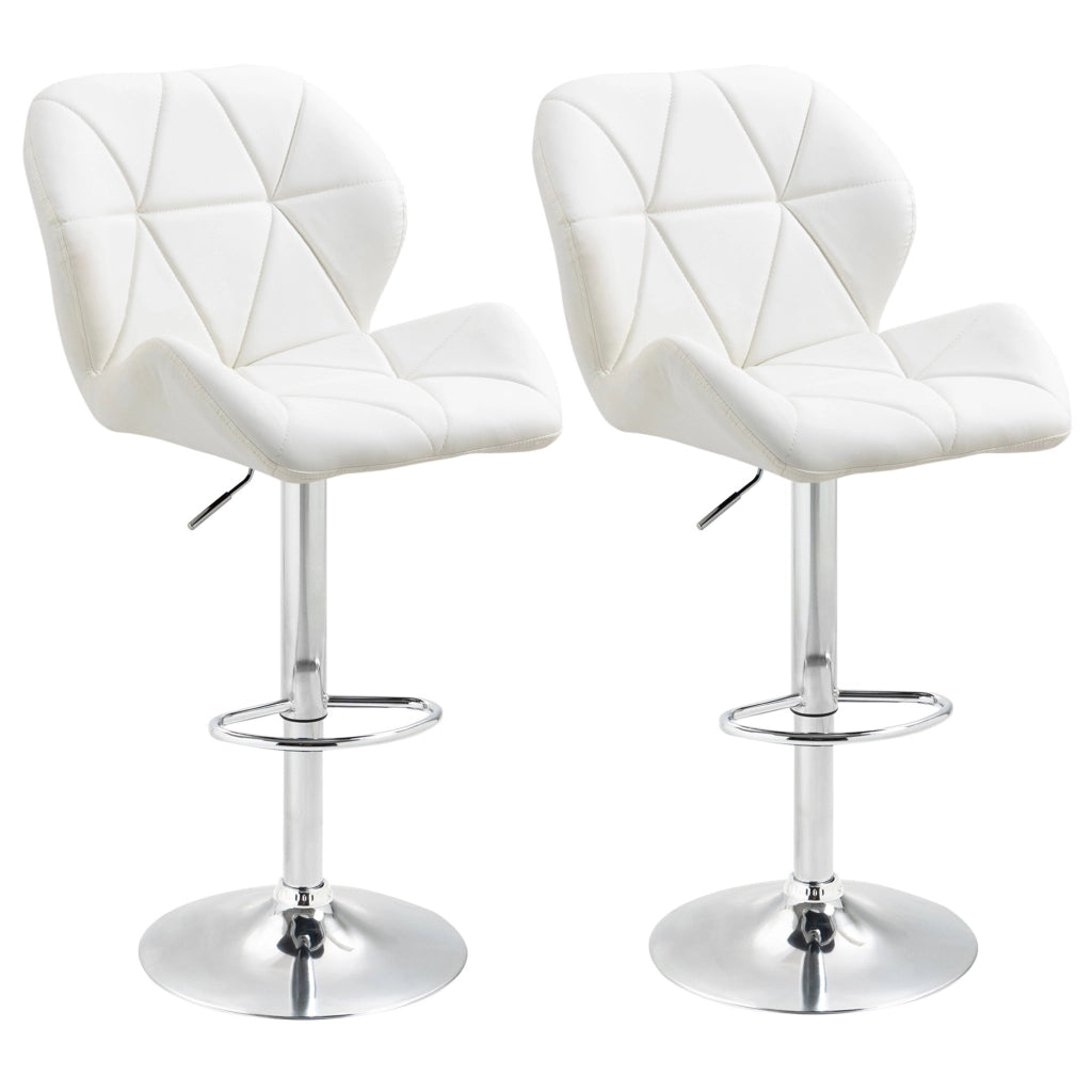 EasyComfort Set 2 Sgabelli Alti da Bar Moderno Girevoli con Altezza Regolabile, Sedia con Rivestimento Similpelle e Base Rotonda, Bianco