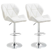 EasyComfort Set 2 Sgabelli Alti da Bar Moderno Girevoli con Altezza Regolabile, Sedia con Rivestimento Similpelle e Base Rotonda, Bianco