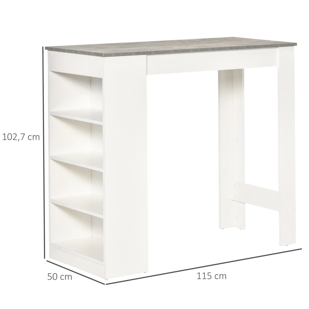 Tavolo da bar per 2 persone con 4 ripiani ¨C zephmum ¨C bianco e grigio 115x50x102.7cm