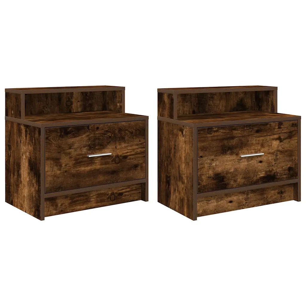Comodini con Cassetto 2 pz Rovere Fumo 51x31x47 cm 858677
