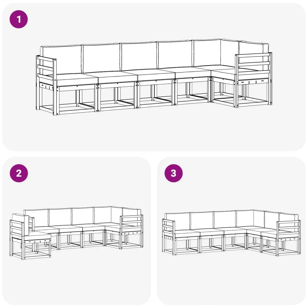 Set di divani da esterno 6 pz Bianco e Antracite Poliestere 3387686