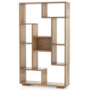 Libreria moderna autoportante 120 x 20 x 70 cm con 11 ripiani a giorno e kit antiribaltamento in legno naturale 20_0010677