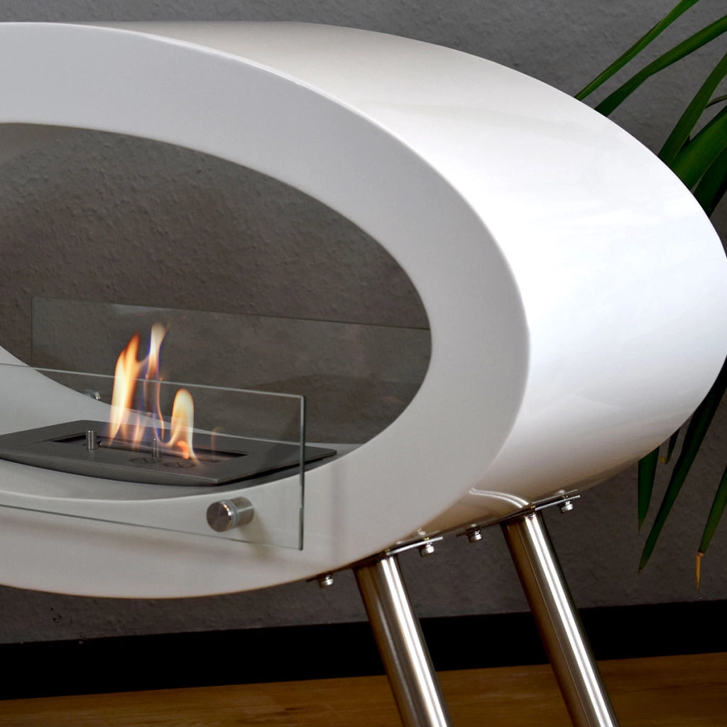 Biocamino ovale da pavimento, camino bioetanolo moderno Glow Fire Unique