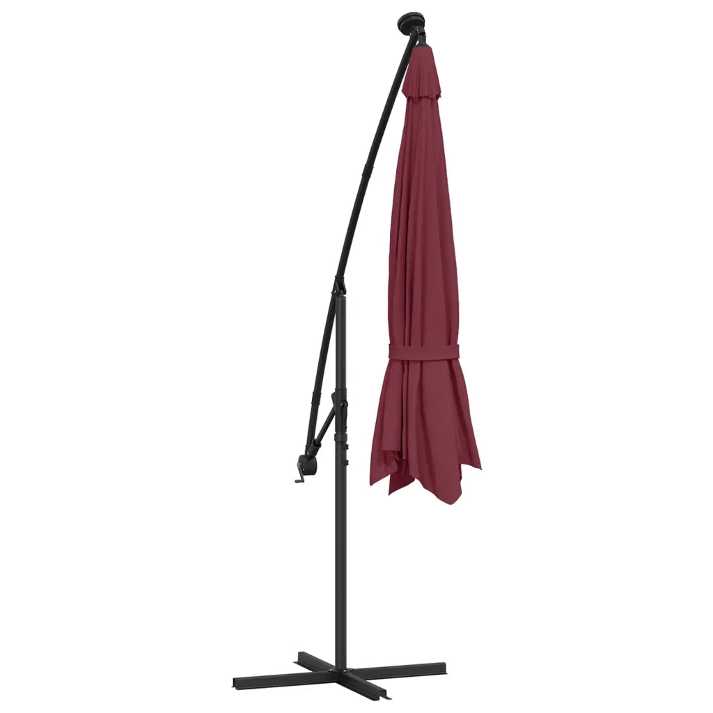 Ombrellone a Sbalzo con LED Rosso Bordò 350 cm 313782