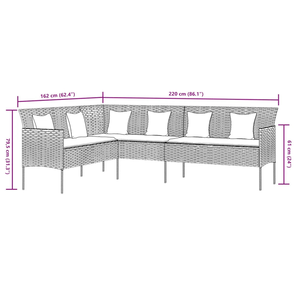 Set da Pranzo da Giardino 2 pz | Set Salotto da Giardino con Cuscini in Polyrattan Grigio