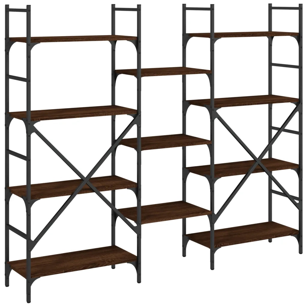 Libreria-Scaffale per Libri-Mobile di Stoccaggio Rovere Marrone 160x28,5x136,5 cm in Legno Multistrato