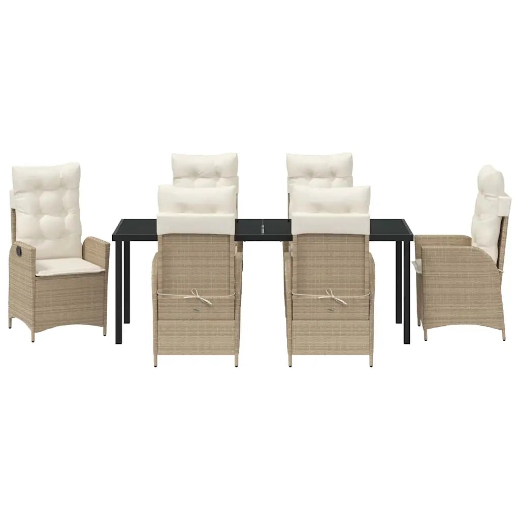 Set da Pranzo per Giardino con cuscino 7 pcs Beige polyrattan 3380510