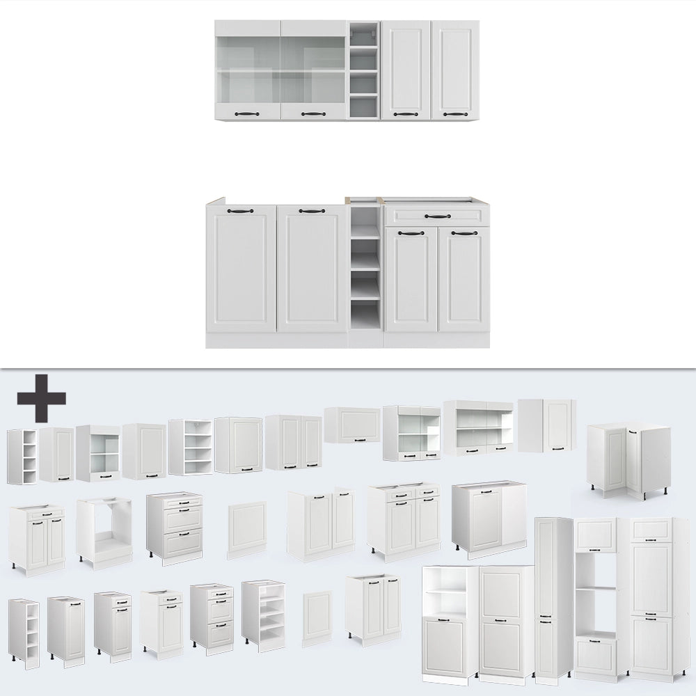 Vicco Cucina completa Casa di campagna bianca/bianco 160 cm , PL Marmo