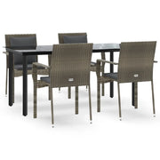 Set da Pranzo Giardino 5pz | Set Salotto da Giardino Nero e Grigio con Cuscini Polyrattan