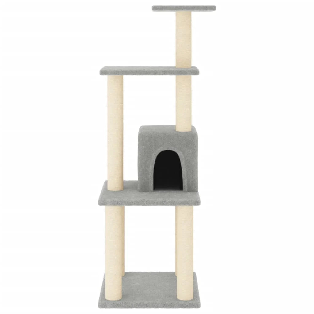 Tiragraffi per gatti torre per arrampicata giocattolo piattaforma per arrampicata con tiragraffi in sisal leggero 105 cm grigio 02_0022543