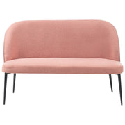 Divano da cucina Rivestimento in tessuto rosa Struttura in metallo a 2 posti Gambe nere Panca
