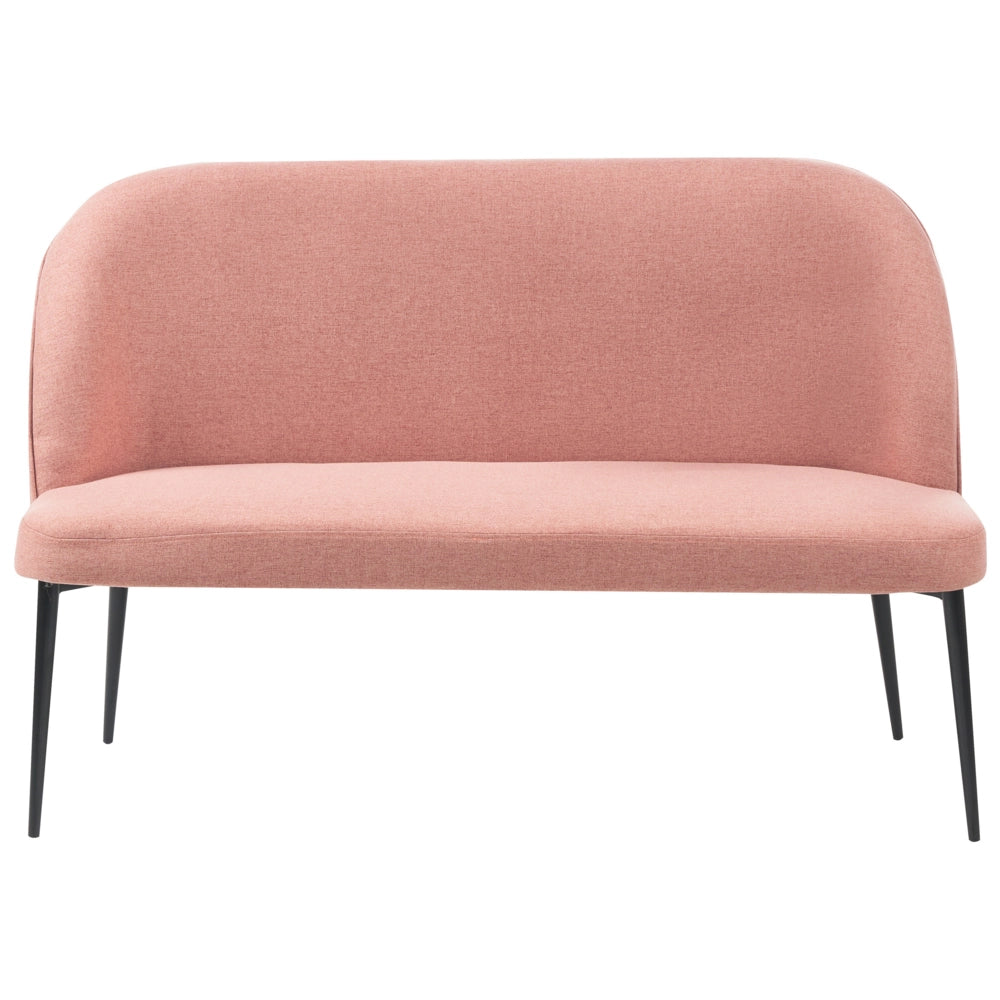 Divano da cucina Rivestimento in tessuto rosa Struttura in metallo a 2 posti Gambe nere Panca