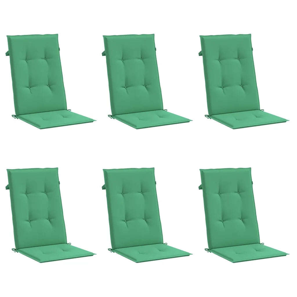 Cuscini per Sedie 6 pz Verdi 120x50x3 cm in Tessuto 314109