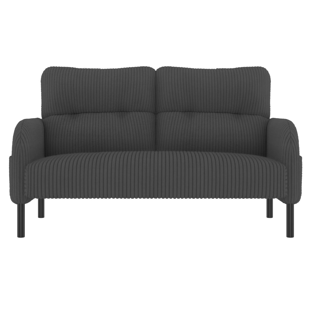 Set di Divani con 1 Divano 2 Posti; 1 Poltrona e 1 Poggiapiedi; Schienale Ergonomico e Tasca Laterale; per Soggiorno; Velluto a Coste; Grigio