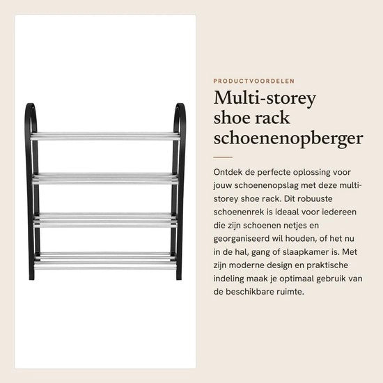 Sistema di appoggio per scarpe Robusto - Fatto di Alluminio/Plastica - Risparmia spazio - Leggero - Facile da installare - Visibilità massima sulle scarpe - Appoggio per scarpe con elevazione