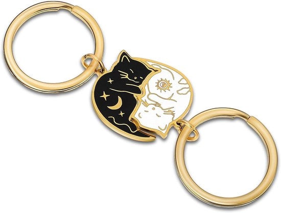Sorprendenti portachiavi in forma di gatto per coppia - Ideale regalo per il Valentino, perfetto per gli amanti dei gatti e come dono per la coppia
