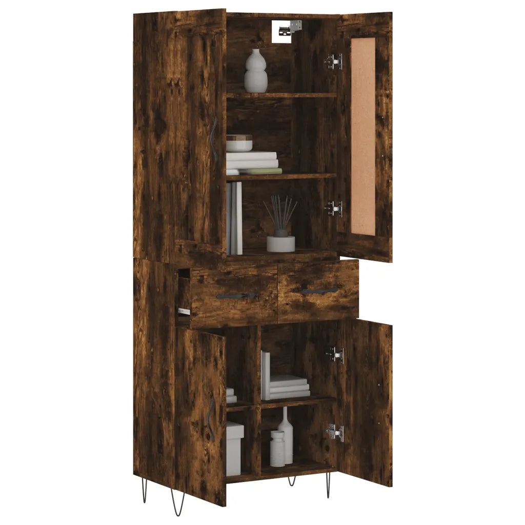 Credenza-Buffet-Armadio da cucina Rovere Fumo  69,5x34x180 cm in Legno Multistrato 599245