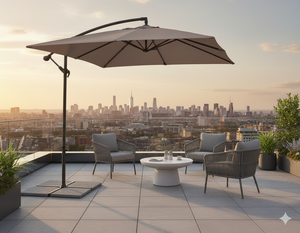 Ombrellone da Giardino Decentrato Texas 2x3m Tortora in Acciaio